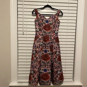 Chi Chi London Allover Rose Print Midi Dress with Bardot Neck